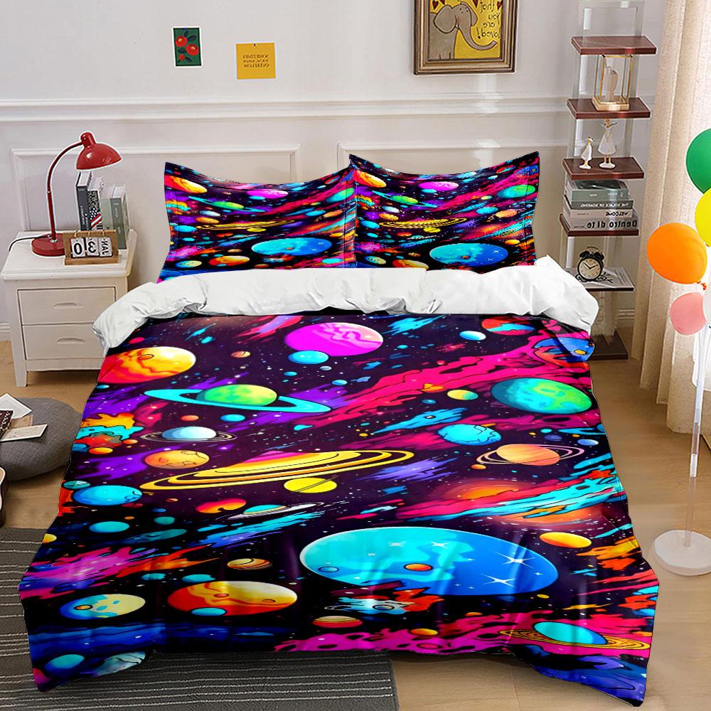 Colorful Planets and Stars. Bedding Sets Duvet Cover Sets Duvet Covers Pillowcases(1* Duvet Cover 2* Pillowcases Without Duvet Insert)