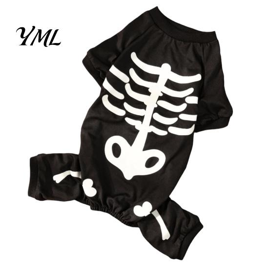 Small Breed Halloween Clothes Dog Jumpsuit, Glow-in-The-Dark Skeleton Pet Onesie, Spooky Soft Polyester Clothing Four-Legged for Dogs Trick-or-Treat