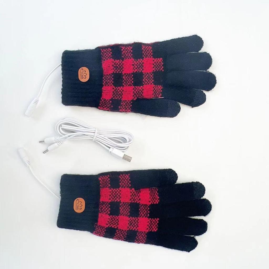 USB Electric Heating Gloves Quality 5-finger Jacquard Hand Warmer Outdoor Sports Cycling Warm Fashion Commuting