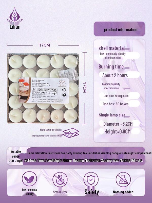 LIEI White Scented Smokeless Tea Light Candles