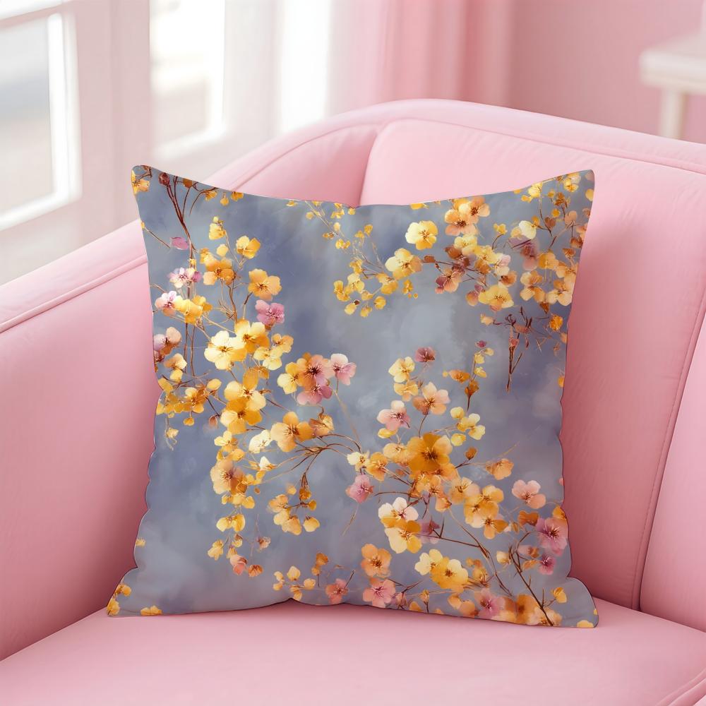 N-Niche Fresh Prints Style Art Cushion Cover Pillowcase Short Plush Invisible Zipper Room Sofa Cushion Cover