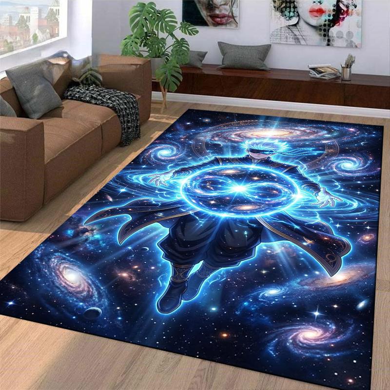 "Galaxy Theme Anime Style Carpet with Energy Sphere and Cosmic Design" Suitable for use as an anti-slip for living room bedroom sofas