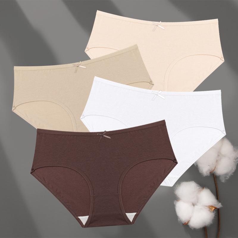 

FINETOO 4 шт. Хлопковое женское нижнее белье Бесшовные трусики большого размера с низкой посадкой Удобные однотонные уютные трусы для девочек Эластичное нижнее белье XL&4pcs