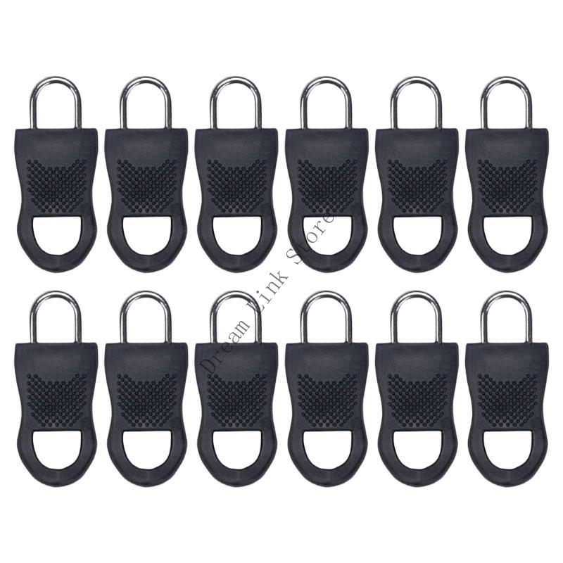 Q1FD Pack of 12 Removable Zippers Pulls Detachable Zippers Pulls Replacements ZippersGripper Mend Fixer for Suitcase Luggage