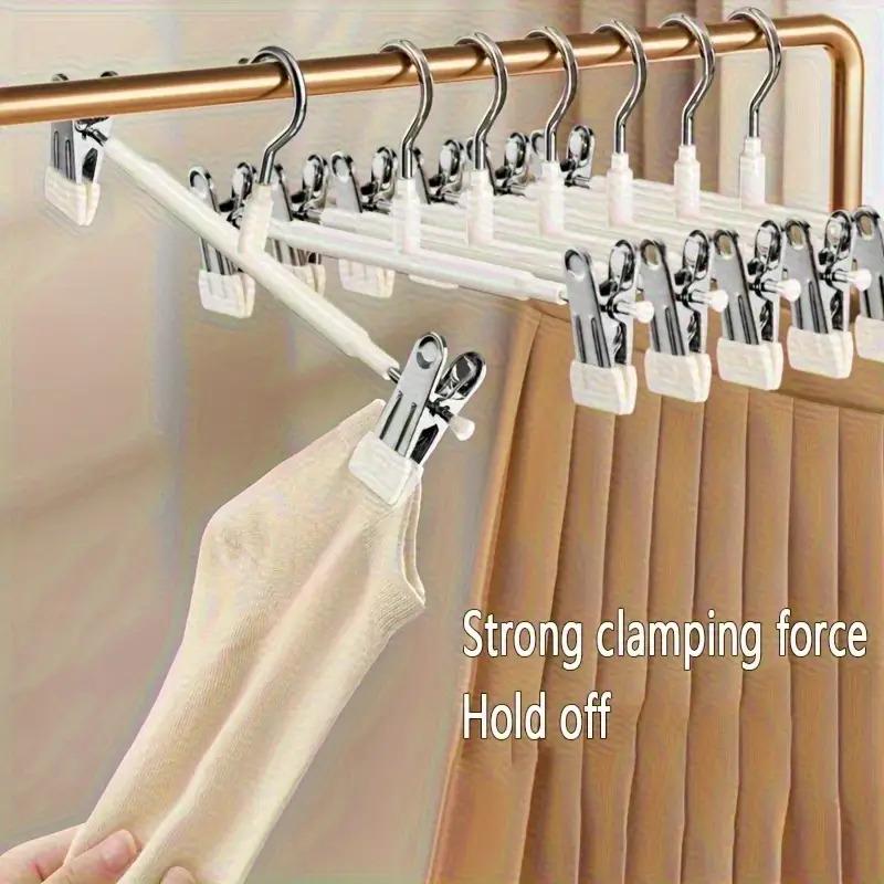 12 verstellbare Kleiderbügel mit Clips, rutschfeste platzsparende Metallbügel für Hosen, Röcke und alle Kleidungsstücke - Hält Kleidung ordentlich und organisiert