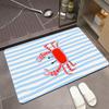 Blue White Stripe Cartoon Crab Bath Mat Bathroom Entrance Rug Red Polka Dot Claw Nautical Cute Friendly Indoor Bath Mat