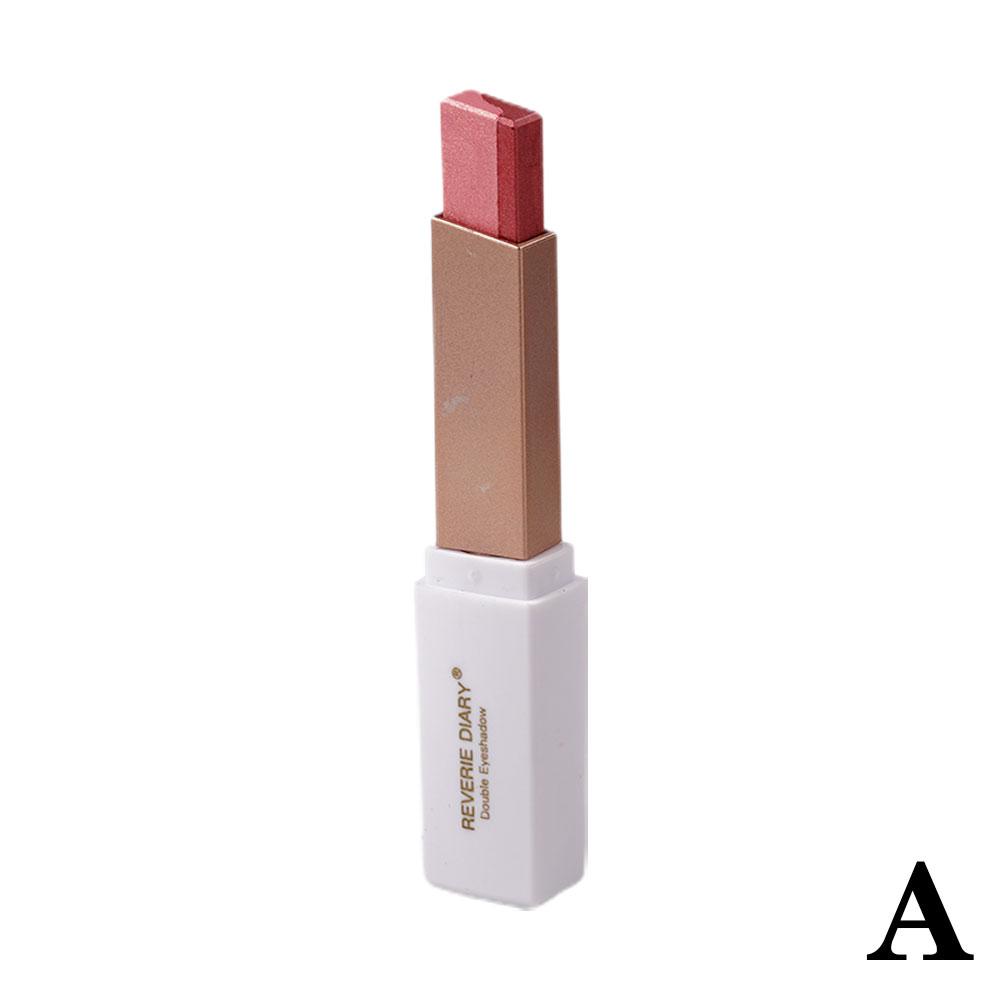 

Eye Shadow Stick Natural Double Color Two-tone Waterproof Long-lasting Stick Eyeshadow V9E5 2.5g_ peach blossom makeup