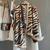 New imitation cashmere irregular stripes contrasting colors printed scarf autumn and winter warm scarf soft stripes big shawl women