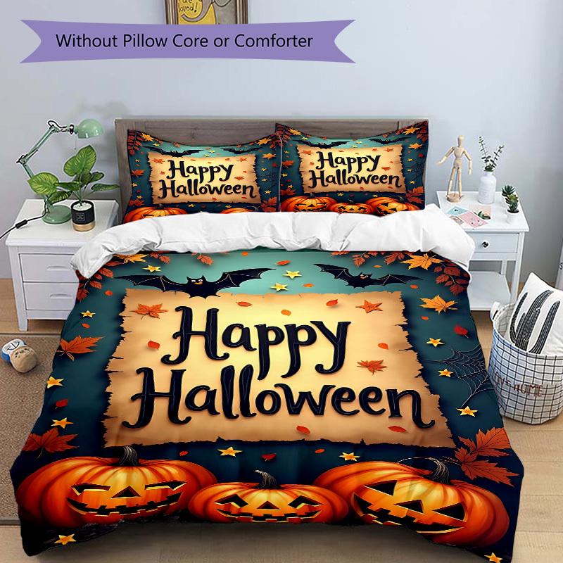 3pcs Halloween Decorations Duvet Cover Set, Cover For Bedroom Guest Room (1 Duvet Cover + 2 Pillowcase, Without Quilt), yy250922230