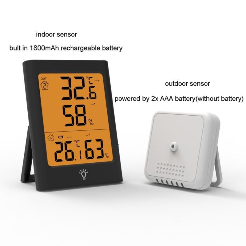 Temperature Humidity Detector Indoor Outdoor LCD Display Waterproof Electronic Humidity Sensor Temperature Meter Gauge