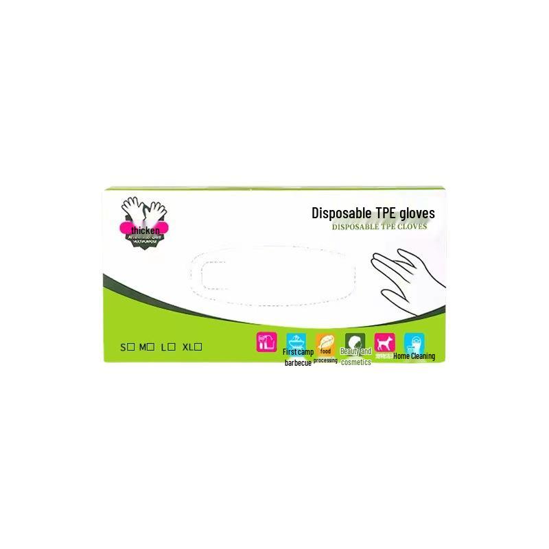 Transparent Thickened TPE Disposable Gloves, Food-Grade and Durable, Pull-Out Type for Household Use
