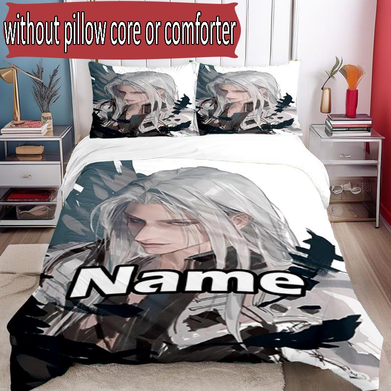 3pcs Duvet Cover Set (1*Duvet Cover + 2*Pillowcase, Without Core), Custom Name Final Fantasy Pattern Bedding Set, Home Bedroom Decor Gift