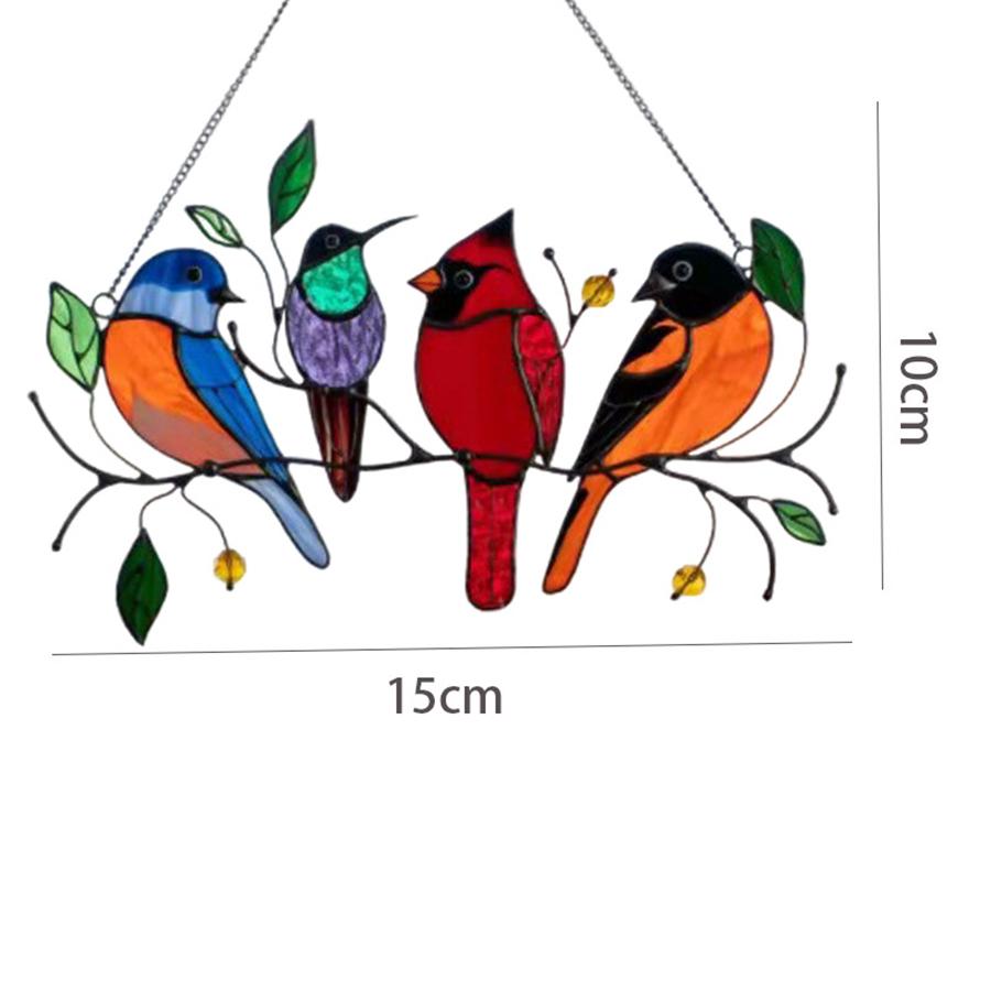 Multicolor Acrylic Panel Bird Stained Glass Suncatcher Window Hanging Home Decor