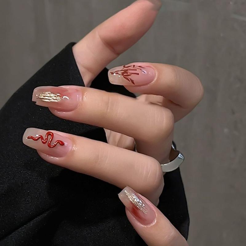 10pcs 3D Snake Nail Charms Alloy Gold/Silver/Red Snake Nail Art Rhinestones Manicure Salon Jewelry For DIY Luxury Accessories