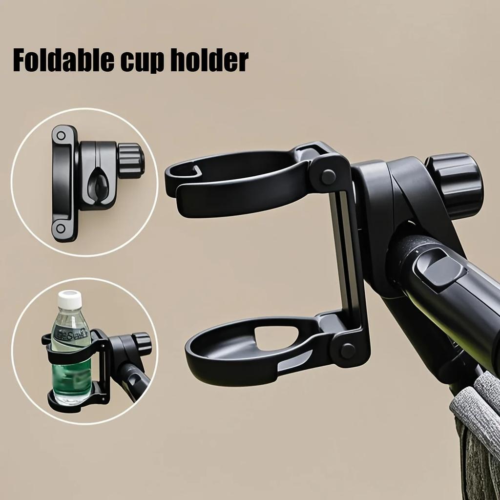Multifunktionaler Kinderwagen-Becherhalter - Passend für Wasser-/Getränkeflaschen Verstellbar Faltbar ABS-Material 9x11,7cm Praktischer Halter