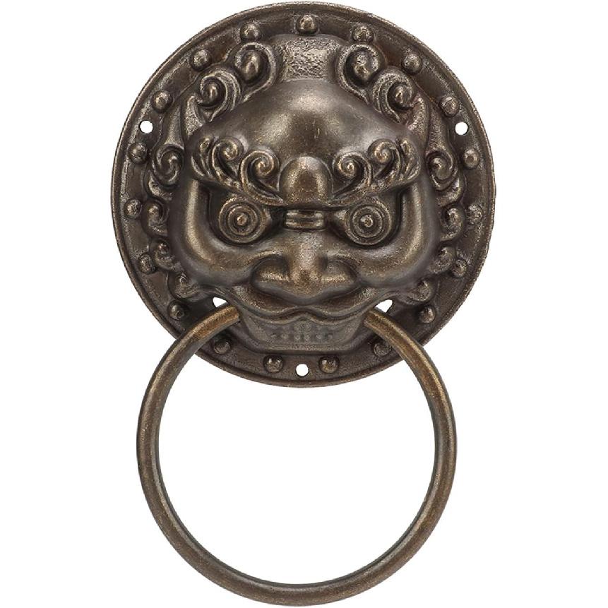 Tissting 3.7 x 5.5in Antique Bronze Lion Door Knocker,Antique Chinese Lion Head Door Rings Pull Handle Knobs for Decorate Doors,Window, Cabinets,