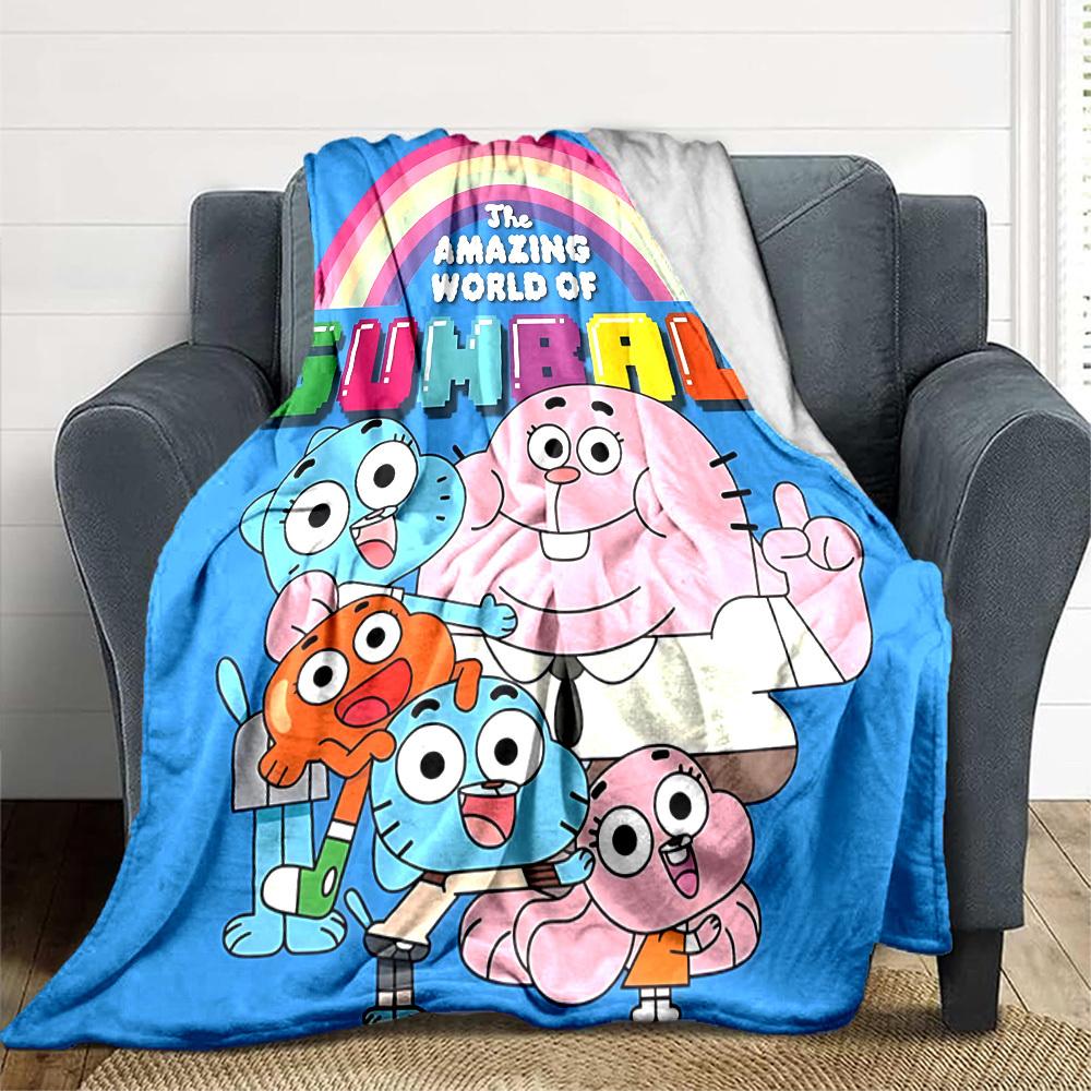 1pc The Amazing World of Gumball Cozy Print Blanket - Lightweight Warm Flannel Throw