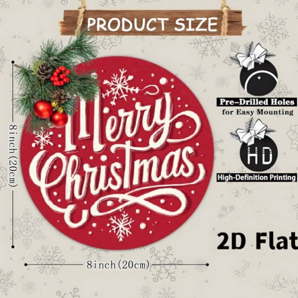 Heavy Duty Vintage Iron Wall Art Merry Christmas Round Metal Sign Snowflake Design Indoor Outdoor Holiday Decoration Home Office Decor