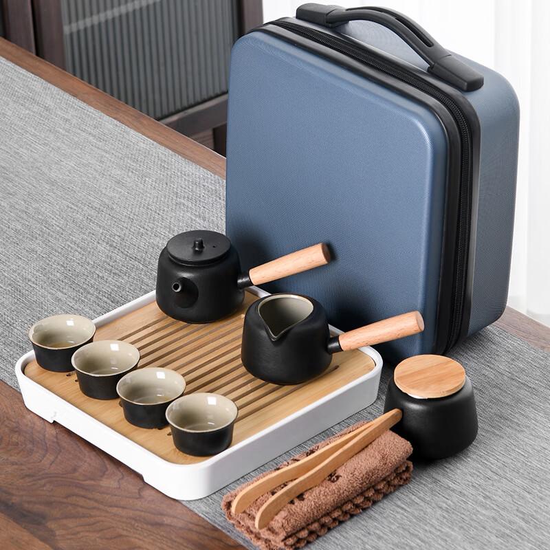 Lainuo Japanese Black Pottery Side-Handle Tea Set