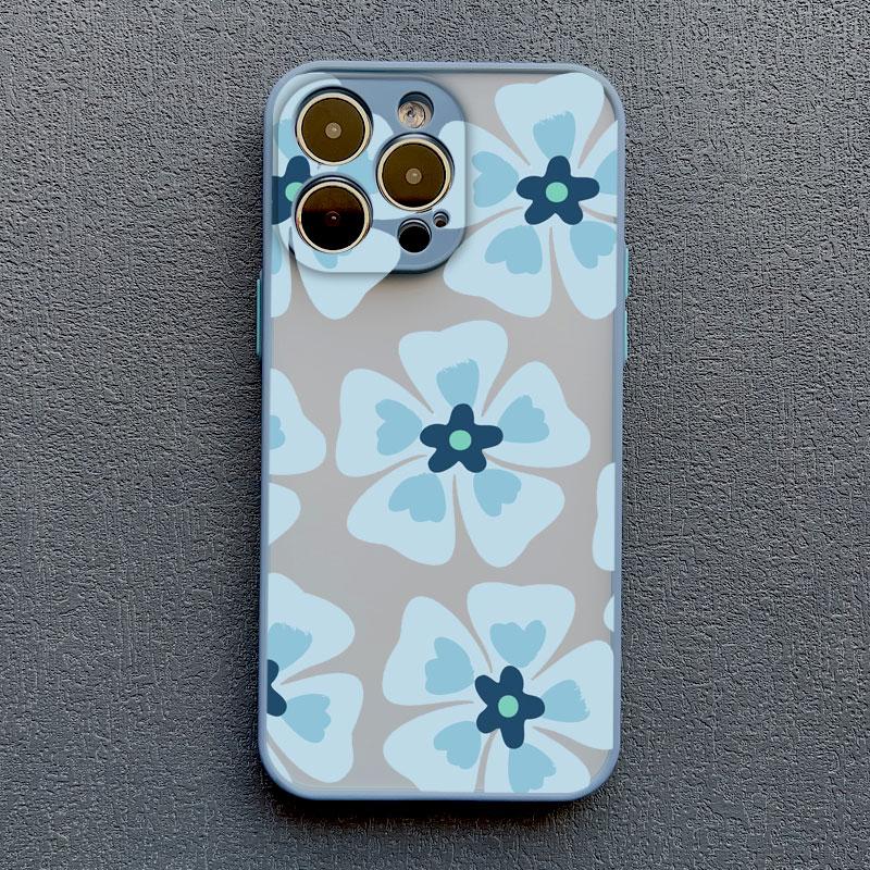Art Flat Flower Pattern Protective Phone Case For iPhone 11 12 Mini 13 Pro Max 16 15 14 Pro Max Plus 7 8 Plus X XR XS Back Cover