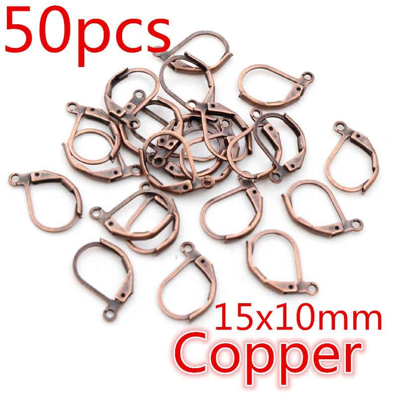 30-50pcs Fashion Bronze Rhodium Gold Silver Plated French Earring Hooks Wire Settings DIY Jewelry Making Findings Accessories