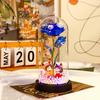 Rose Flower Preserved in Glass Dome with Night Light - Mother's Day or Birthday Gift Ornament