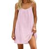 Women's Spaghetti Strap Loose Fit Mini Dress Casual Summer Solid Color Sundress
