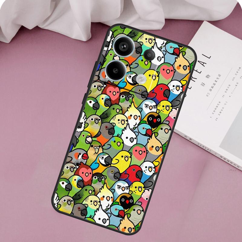 Cartoon Cockatiel Collage Case For Redmi Note 13 Pro 9 10 11 12 Pro Plus 9S 10S 11S 12S Cover For Redmi 12C 10C 13C