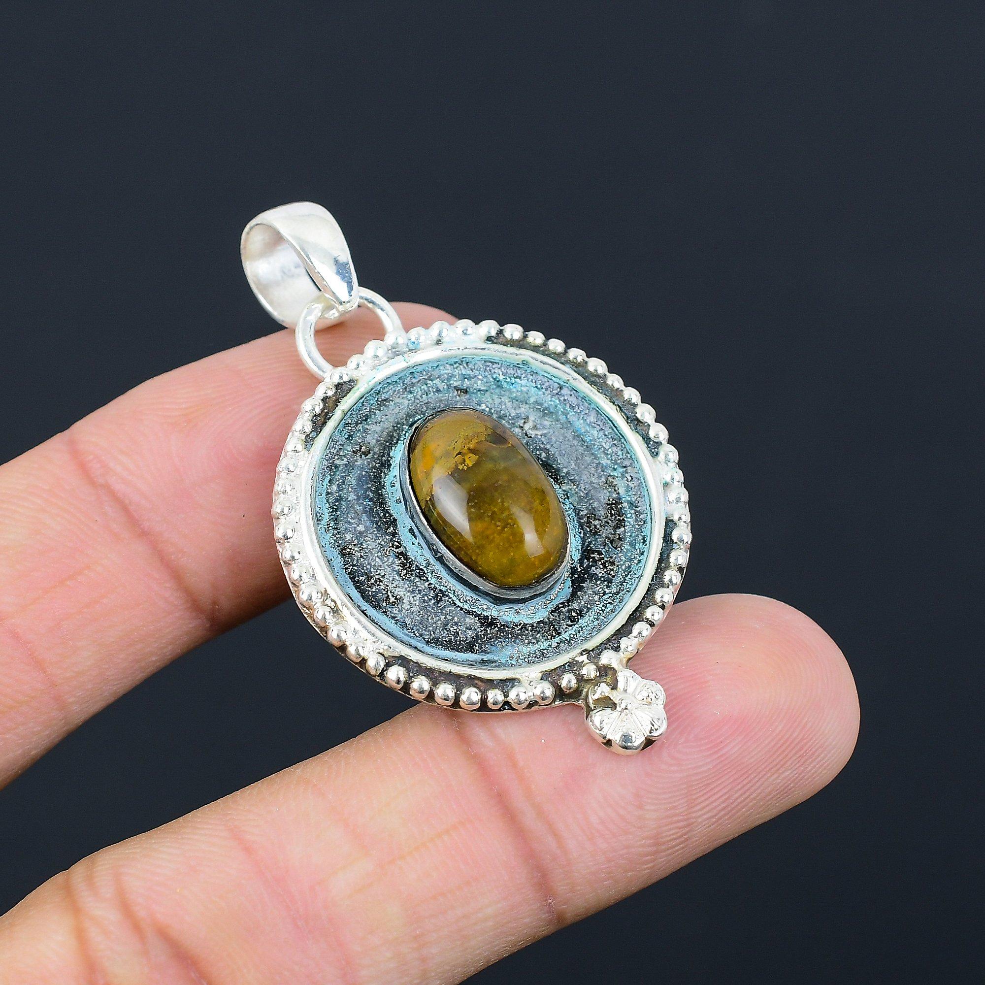 Sisters Day Deal 925 Silver Oval Natural Plume Agate Birthday Mother New Pendant