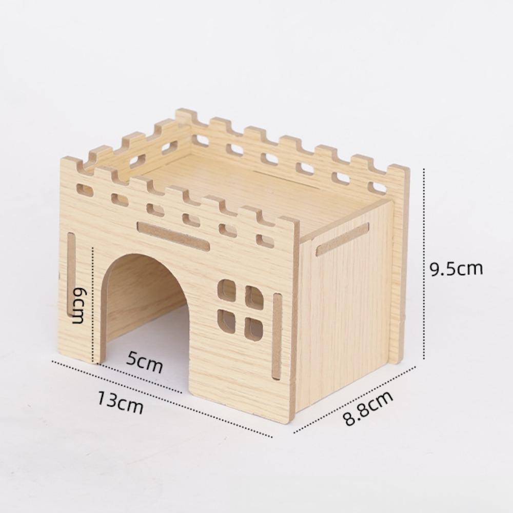 Durable Hamster House Natural Wooden Small Pets Hideaway New Hamster Hide Villa for Chinchilla
