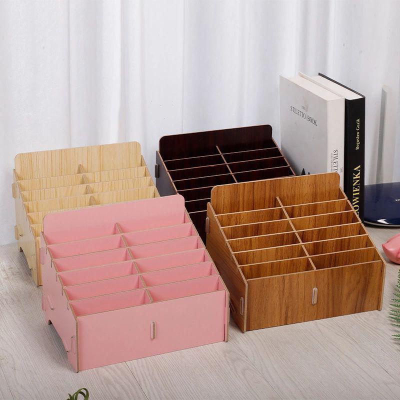 Classroom & Meeting Room Multi-Compartment Wooden Phone Storage Shelf