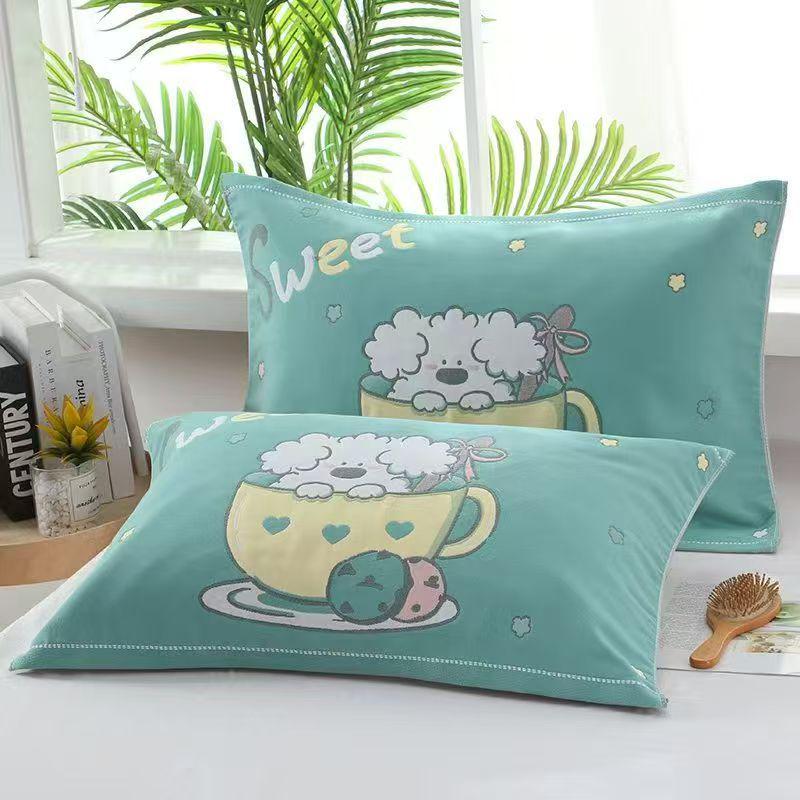 Eight-Layer Gauze Cotton Pillowcase Pair, Soft, Thick, All-Season Comfort for Home Use