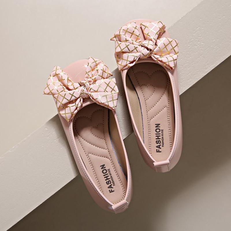 Fashion Flat Shoes Slip-on Spring and Summer Elegant and Comfortable Women's Shoes Large Size Bow Tie Barefoot Woman Coonfort Boat