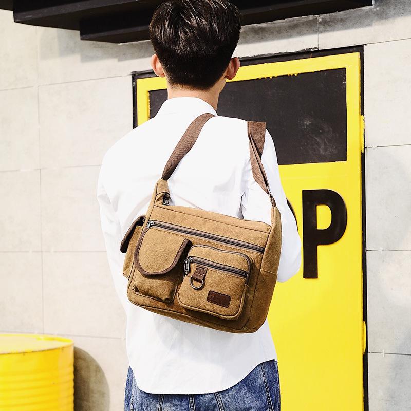 High-End Men's Retro Canvas Messenger Backpack & Shoulder Sports Bag