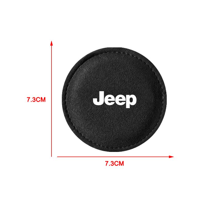 Car Cup Holder Pad Leather Slot Non-slip Coaster Mat For Jeep Wrangler Grand Cherokee Compass Renegade Tyre Stem Air Caps