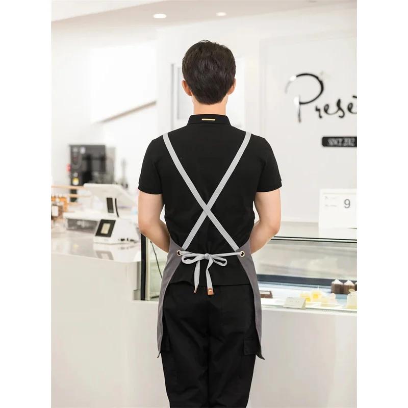 Kitchen Apron with Pockets, Work Clothes, Chin Cleaning Apron, Restaurant Waiter Work Clothes