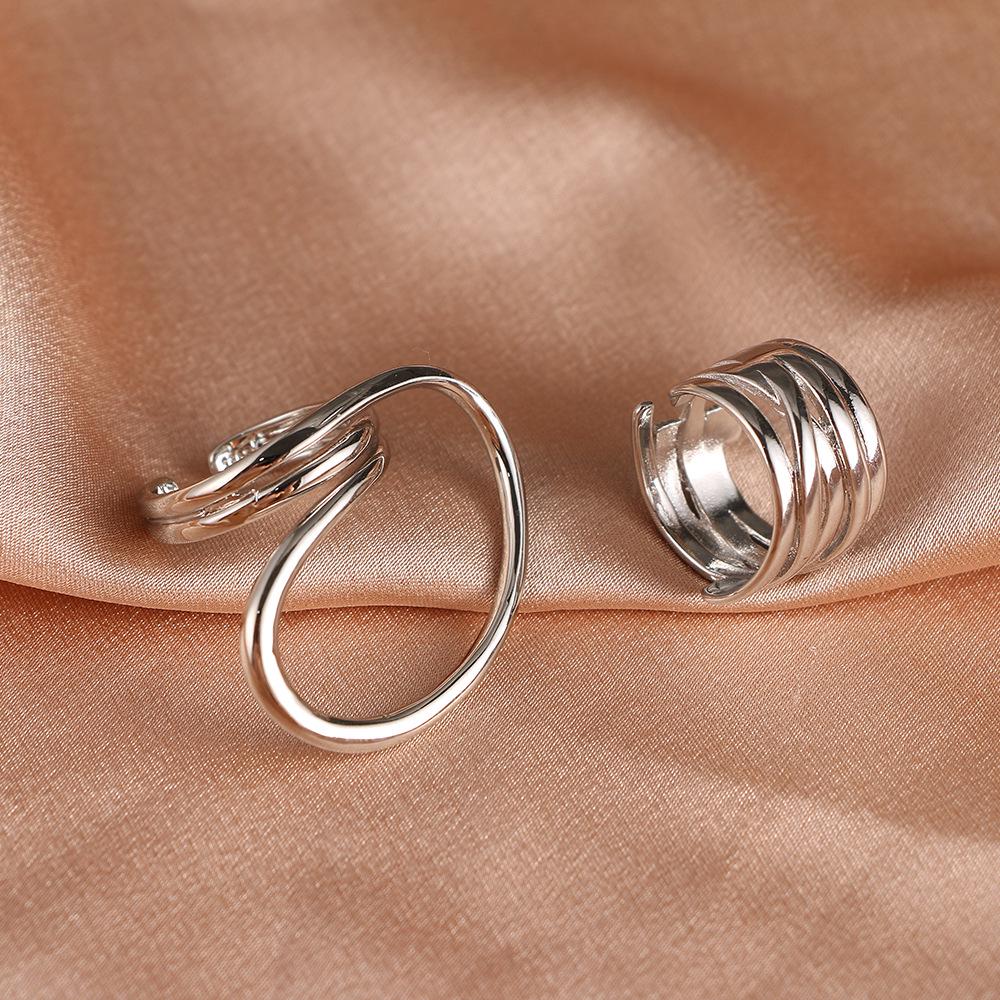 

Retro Lava Metal Ring Set: Irregular Water Drop & Smooth Multi-Joint Rings Alloy