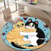 1pc Cat Love Office Round Area Rug, Indoor Mat Suitable ForOffice, Under Office Chairs Bedroom Living Room Home Decor, Room Deco Q030