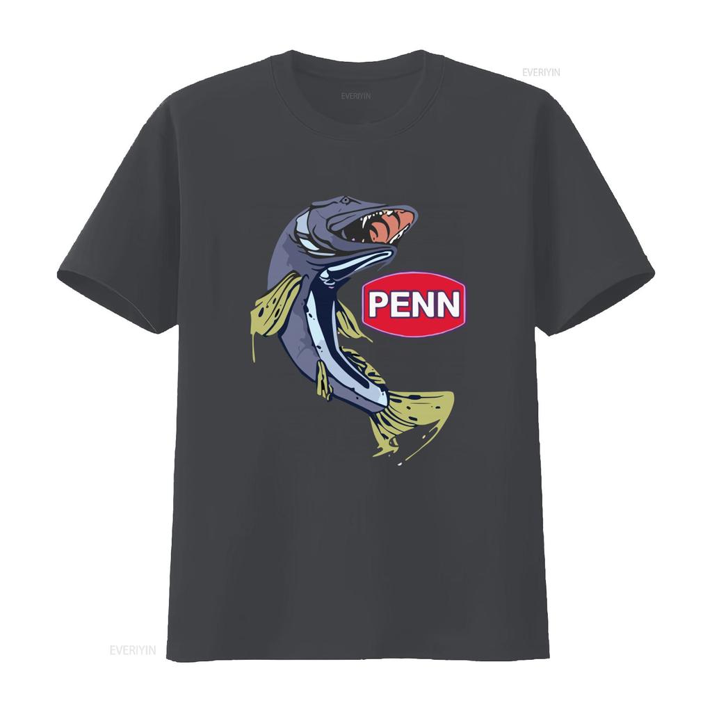 PENN Attrezzatura da Pesca Logo Aziendale Maglietta Nera da Uomo Taglia S 3XL con Stampa di Pesce Cool vintage Lavata Traspirante Comoda