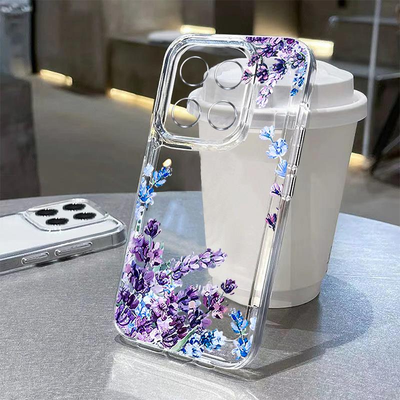 Simple Style Floral Case For Xiaomi Redmi Note 15 Pro 4G Funda Redmi Note 14 13 Pro 5G Clear TPU Silicone Soft Cover
