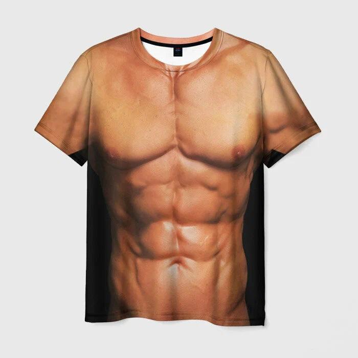 3D Digital Printed Men's T-shirt Muscle Funny T-shirt