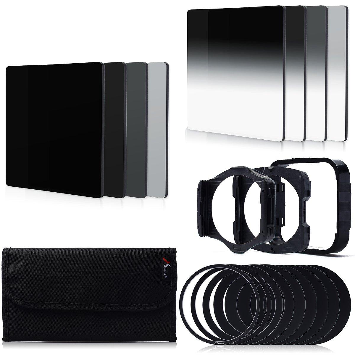 

XCSOURCE Square ND Filter ND2 ND4 ND8 ND16 Square Half ND Filter Metal Adapter Holder Lens Hood Filter Case Filter Set LF292 4-piece + 4-piece G.ND2