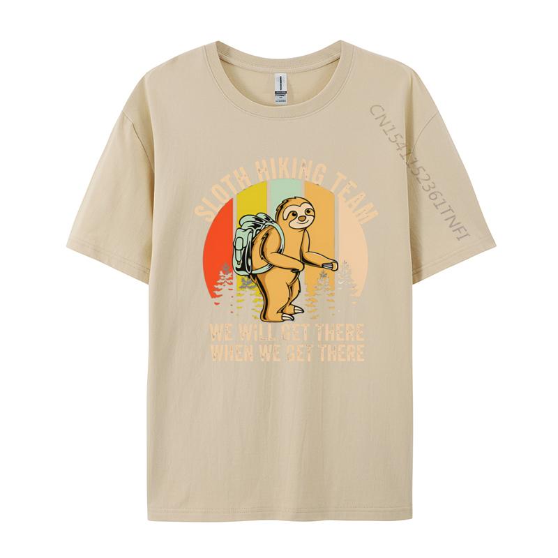 Retro Sloth Hiking Team Well Get There TShirt Men Rife Normal Tops Tees Cotton T Shirts Gift For Mom
