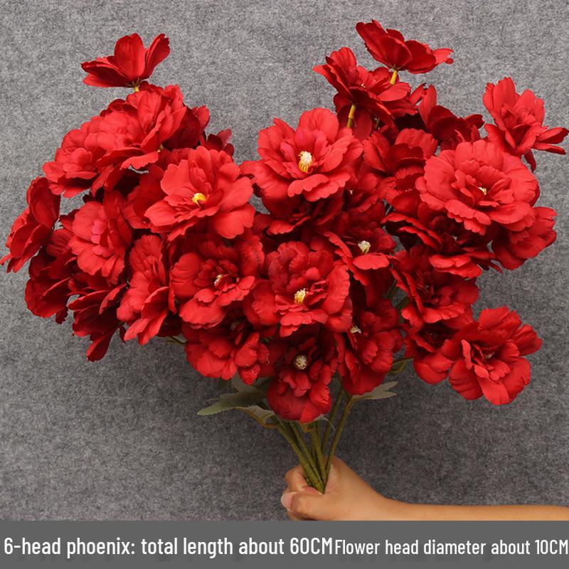 10-Piece Burgundy Floral Décor Set: Red-Toned Artificial Flowers, Mat, Aisle Runner, Wedding Decoration