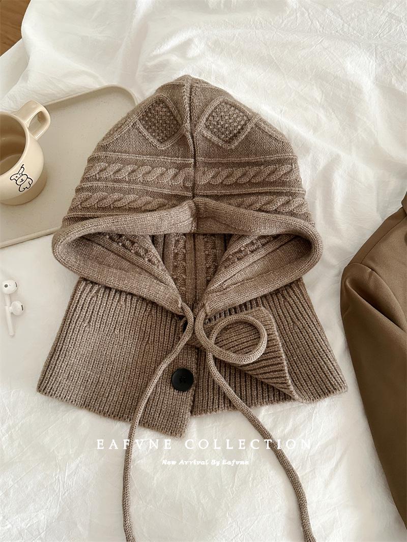 

Комплект из шерстяной балаклавы и витых перчаток в корейском стиле для женщин — идеальный вариант для осени и зимы