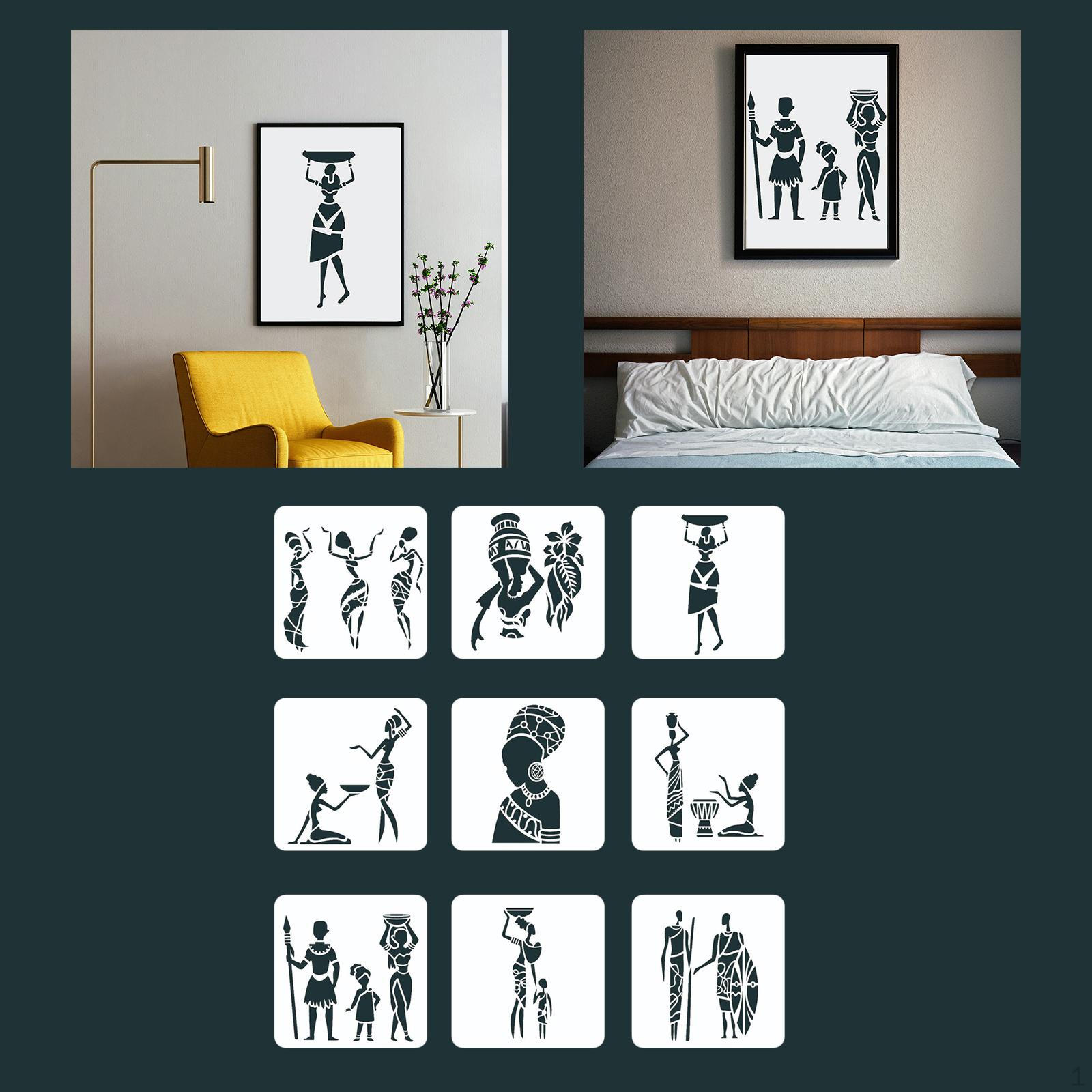 

9 трафаретов для рисования шаблонов для рисования узоров на тканевом холсте