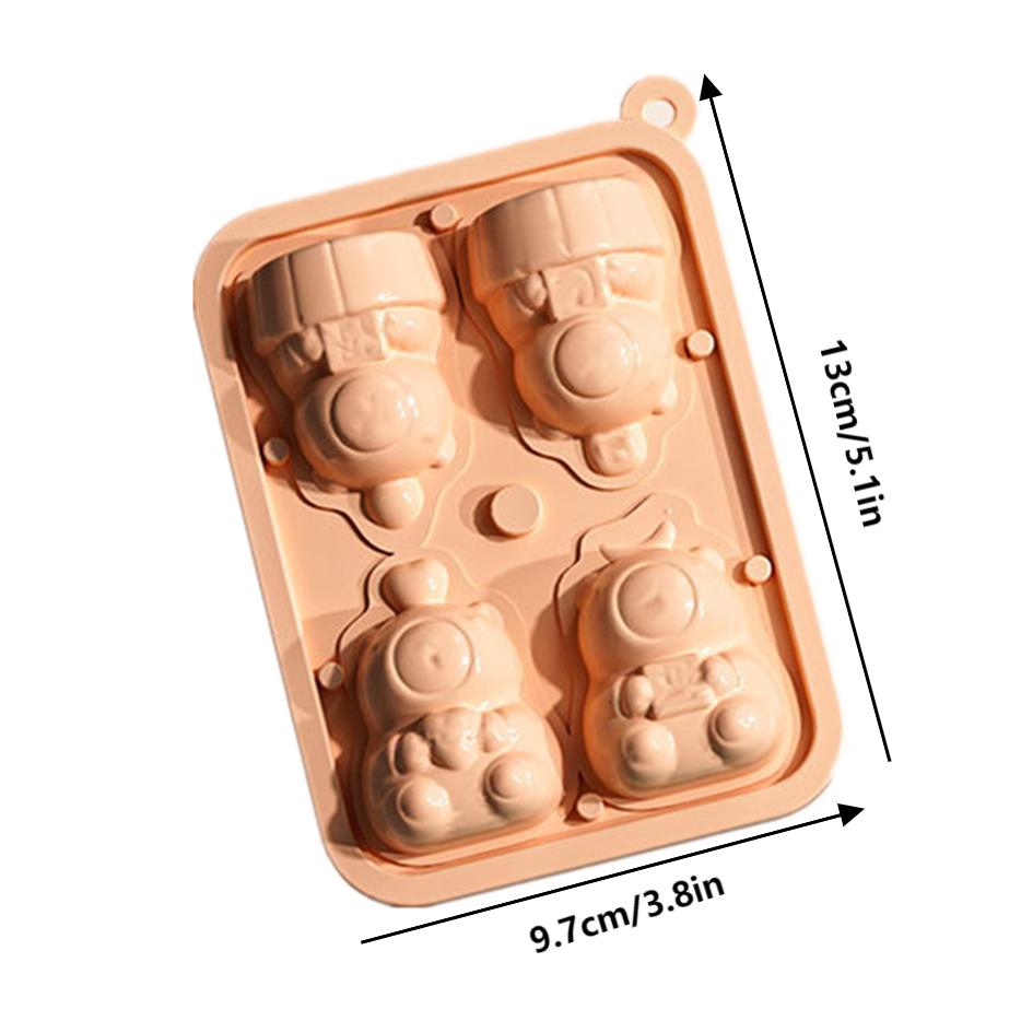 4 aufeinanderfolgende Capybara-förmige Silikonform Cartoon-Tier Schokoladenkuchenform Süßigkeitenpudding Eiswürfelbehälter Handgemachte Seifenform