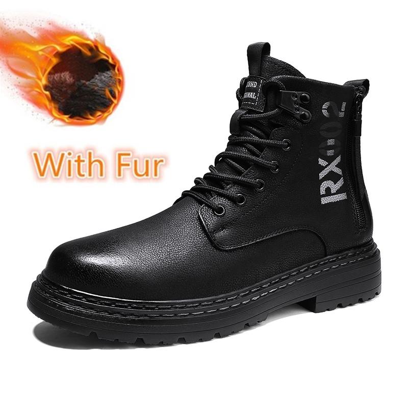 Luxury Men Boots Genuine Leather Winter Vintage Style Ankle Boots Men Lace Up Motorcycle Footwear Brand Casual Winter Men Botas
