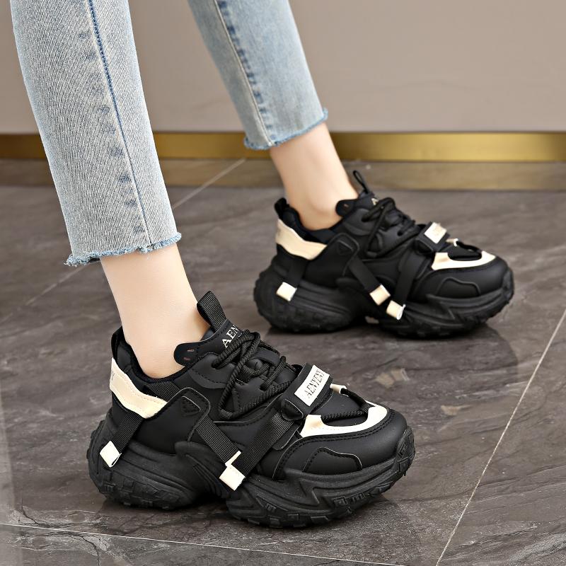 Womens Sports Shoes Thick Sole 2025 Summer New Chunky Sneakers Casual Mesh Breathable Trainers Sports Running Casual Shoes