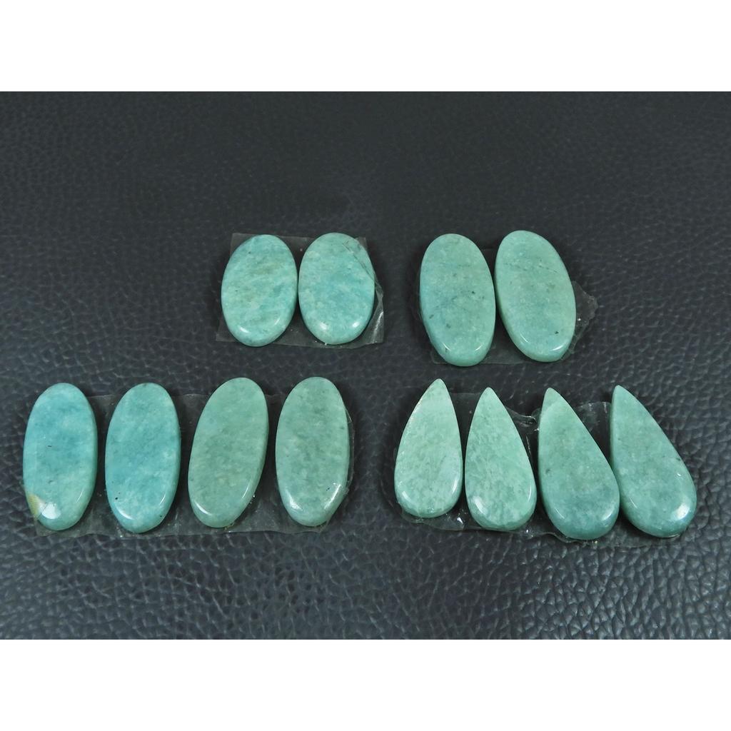 160Cts.Natural Green Amazonite Matched Pair Mix Cabochon Gemstone 6 Pair Lot C-3456